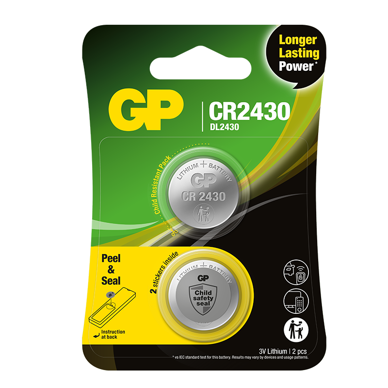 GP Litium Knappcell CR2430 2-pack