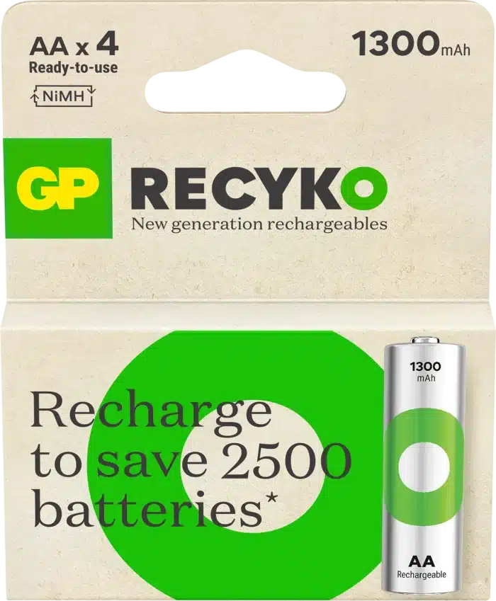 GP Recyko AA-batteri 1300mAh, 4 pack