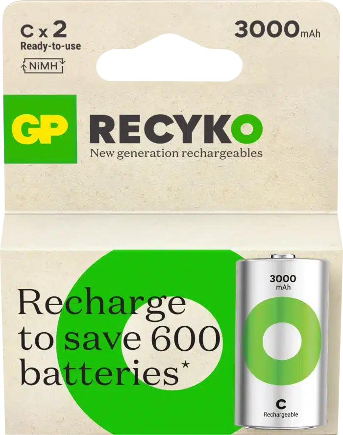 GP Recyko C-batteri 3000mAh, 2 pack